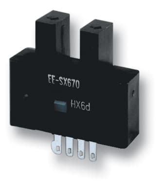Omron EE-SX671 EE-SX671, Global Standard Slot-type Photomicrosensor, Housing Material: Plastic, Light Source: GaAs Infrared LED, Max Sensing Distance: 5 mm Omron EE-SX671 EE-SX671, Global Standard Slot-type Photomicrosensor, Housing Material: Plastic, Light Source: GaAs Infrared LED, Max Sensing Distance: 5 mm