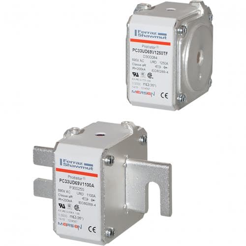 Mersen A300242 A300242 Mersen - Square Body High-Speed Fuse Protistor® Size 33 aR 690VAC IEC 700VAC UL 800A With Striker Slotted Blades short Mersen A300242 A300242 Mersen - Square Body High-Speed Fuse Protistor® Size 33 aR 690VAC IEC 700VAC UL 800A With Striker Slotted Blades short