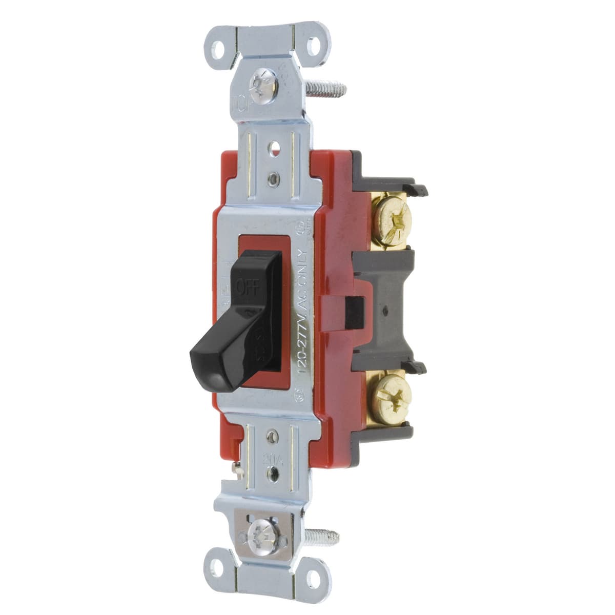 Hubbell 1221BK Switches and Lighting Controls, Hubbell- PRO Series, Toggle Switches, General Purpose AC, Single Pole, 20A 120/277V AC, Back and Side Wired, Black ; Steel, zinc plated bridge is corrosion resistant ; Color Coded by Amperage makes inspection easy even whe Hubbell 1221BK Switches and Lighting Controls, Hubbell- PRO Series, Toggle Switches, General Purpose AC, Single Pole, 20A 120/277V AC, Back and Side Wired, Black ; Steel, zinc plated bridge is corrosion resistant ; Color Coded by Amperage makes inspection easy even whe