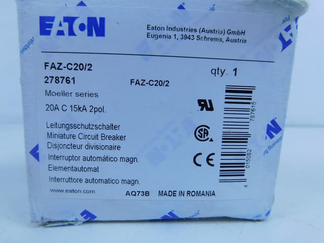 FAZ-C20/2 Part Image. Manufactured by Eaton.