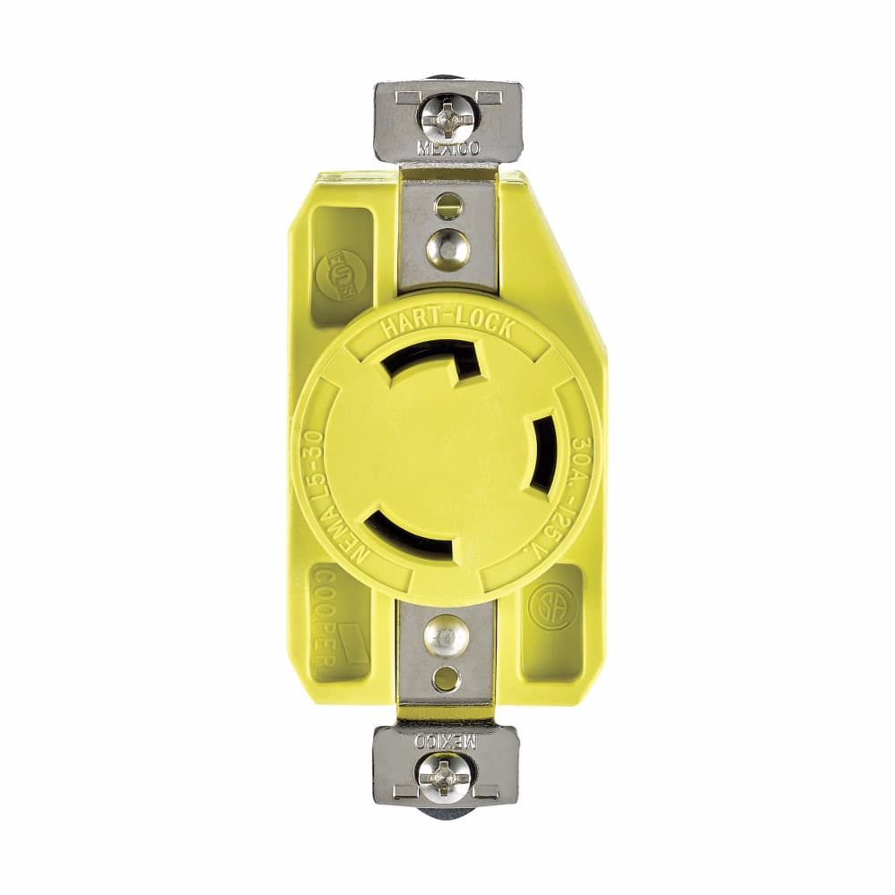 Eaton CRL530R CRL530R Eaton - Eaton corrosion resistant locking receptacle, #14-10 AWG, 30A, Industrial, 125V, Back and side wiring, Yellow, Single, Corrosion resistant, L5-30, Two-pole, Three-wire, Thermoplastic Eaton CRL530R CRL530R Eaton - Eaton corrosion resistant locking receptacle, #14-10 AWG, 30A, Industrial, 125V, Back and side wiring, Yellow, Single, Corrosion resistant, L5-30, Two-pole, Three-wire, Thermoplastic