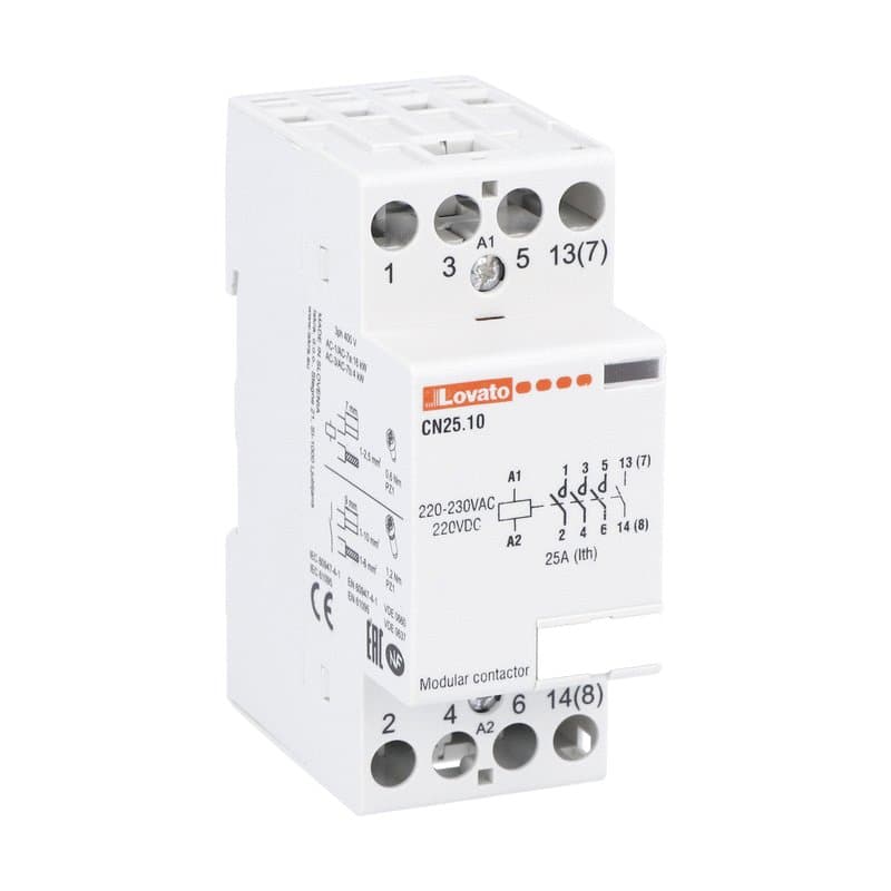 Lovato Electric CN2510220 CN2510220 Lovato - Modular contactor, three-pole or four-pole, 25A AC1, 220...230VAC (4NO) Lovato Electric CN2510220 CN2510220 Lovato - Modular contactor, three-pole or four-pole, 25A AC1, 220...230VAC (4NO)