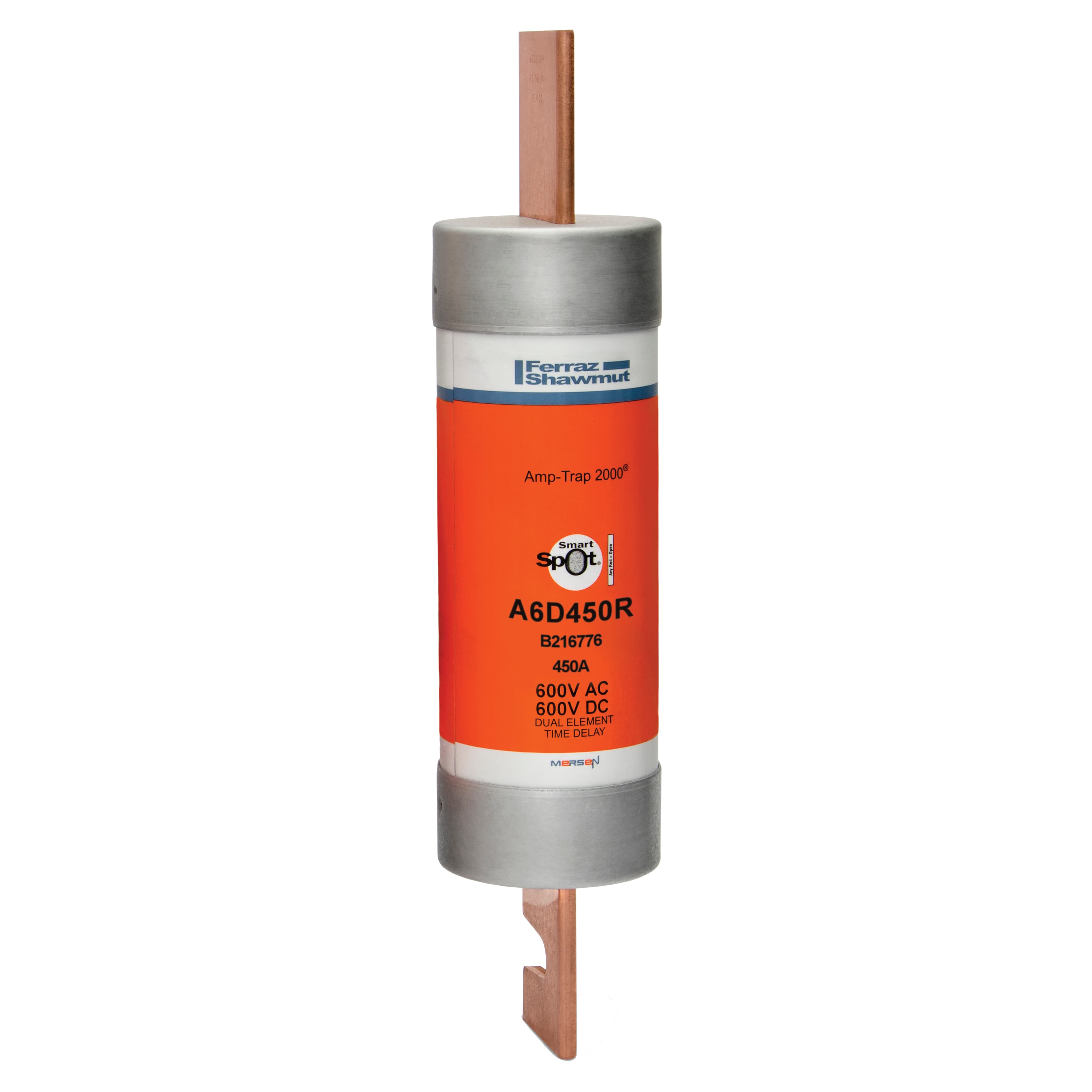 Mersen A6D450R A6D450R Mersen - Fuse A6D-R - Class RK1 - Time-Delay 600VAC 600VDC 450A Blade SmartSpot® Amp-Trap 2000® Mersen A6D450R A6D450R Mersen - Fuse A6D-R - Class RK1 - Time-Delay 600VAC 600VDC 450A Blade SmartSpot® Amp-Trap 2000®
