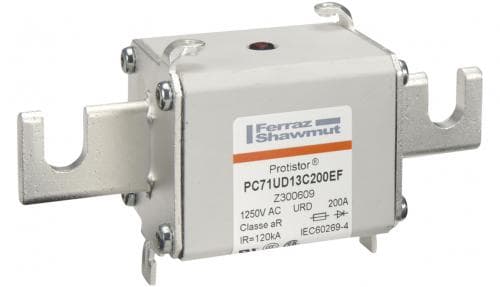 Mersen Z300609 Z300609 Mersen - Square Body High-Speed Fuse Protistor® Size 71 aR 1250VAC IEC 1300VAC UL 200A With Striker Open Slot Blades Mersen Z300609 Z300609 Mersen - Square Body High-Speed Fuse Protistor® Size 71 aR 1250VAC IEC 1300VAC UL 200A With Striker Open Slot Blades