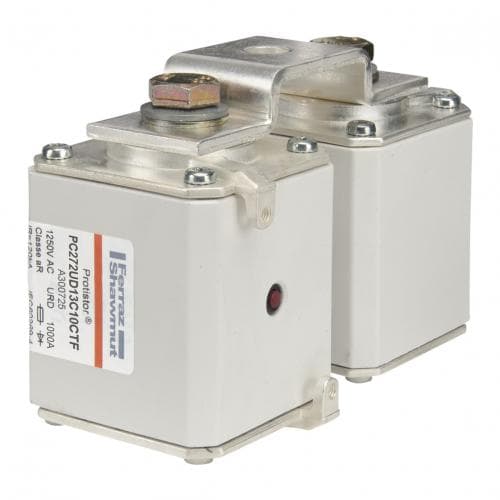Mersen A300725 A300725 Mersen - Square Body High-Speed Fuse Protistor® Size 2x72 aR 1250VAC IEC 1000A With Striker Flush ends metric threads With Omega connection Mersen A300725 A300725 Mersen - Square Body High-Speed Fuse Protistor® Size 2x72 aR 1250VAC IEC 1000A With Striker Flush ends metric threads With Omega connection