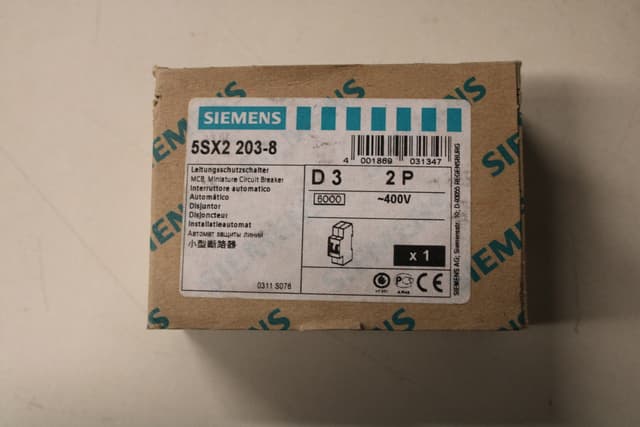 5SX2-203-8 Part Image. Manufactured by Siemens.