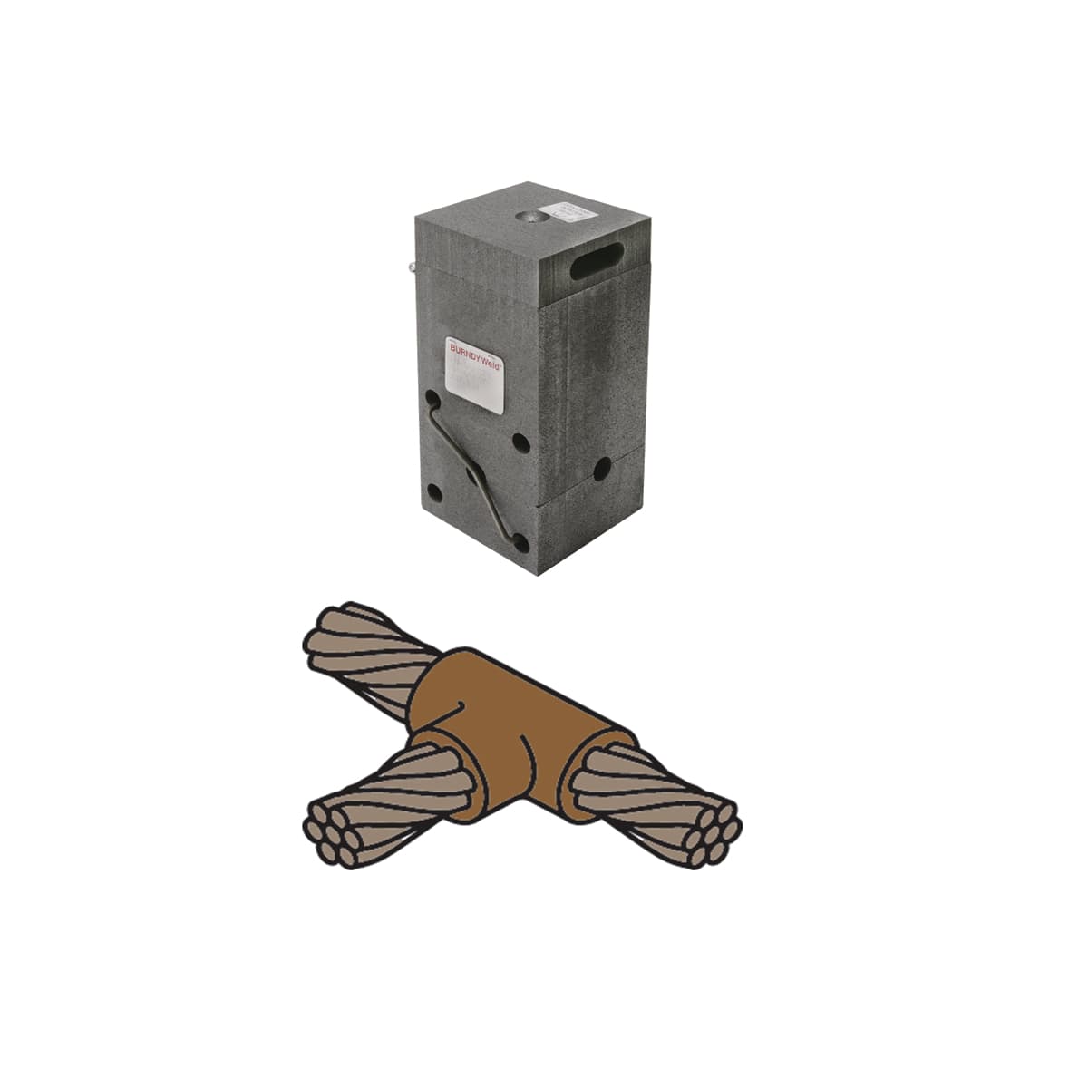 Hubbell B246 Mold, Horizontal Cable Tap to Horizontal Cable Run, 4/0 AWG (Run), 2 AWG (Tap), 90 Weld Metal. ; Features: Type BCC-2 Molds Are Used To Join Horizontal Cable Tap To A Horizontal Run Cable, Size Range Is 6 AWG Through 750 KCMIL Concentric Stranded Copper Hubbell B246 Mold, Horizontal Cable Tap to Horizontal Cable Run, 4/0 AWG (Run), 2 AWG (Tap), 90 Weld Metal. ; Features: Type BCC-2 Molds Are Used To Join Horizontal Cable Tap To A Horizontal Run Cable, Size Range Is 6 AWG Through 750 KCMIL Concentric Stranded Copper