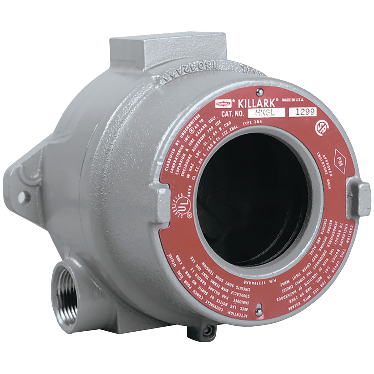 Hubbell HKB-GL HK Series, 3-1/2 ID RD Body 3" DP & Lens Cover, Class I, II, III, BCDEFG, UL/CSA/FM, Cast Aluminum, Type 4 IP66, Instrument Enclosure ; Compact round body instrument enclosures with threaded glass lens screw covers provide easy access to interior. ; High Hubbell HKB-GL HK Series, 3-1/2 ID RD Body 3" DP & Lens Cover, Class I, II, III, BCDEFG, UL/CSA/FM, Cast Aluminum, Type 4 IP66, Instrument Enclosure ; Compact round body instrument enclosures with threaded glass lens screw covers provide easy access to interior. ; High