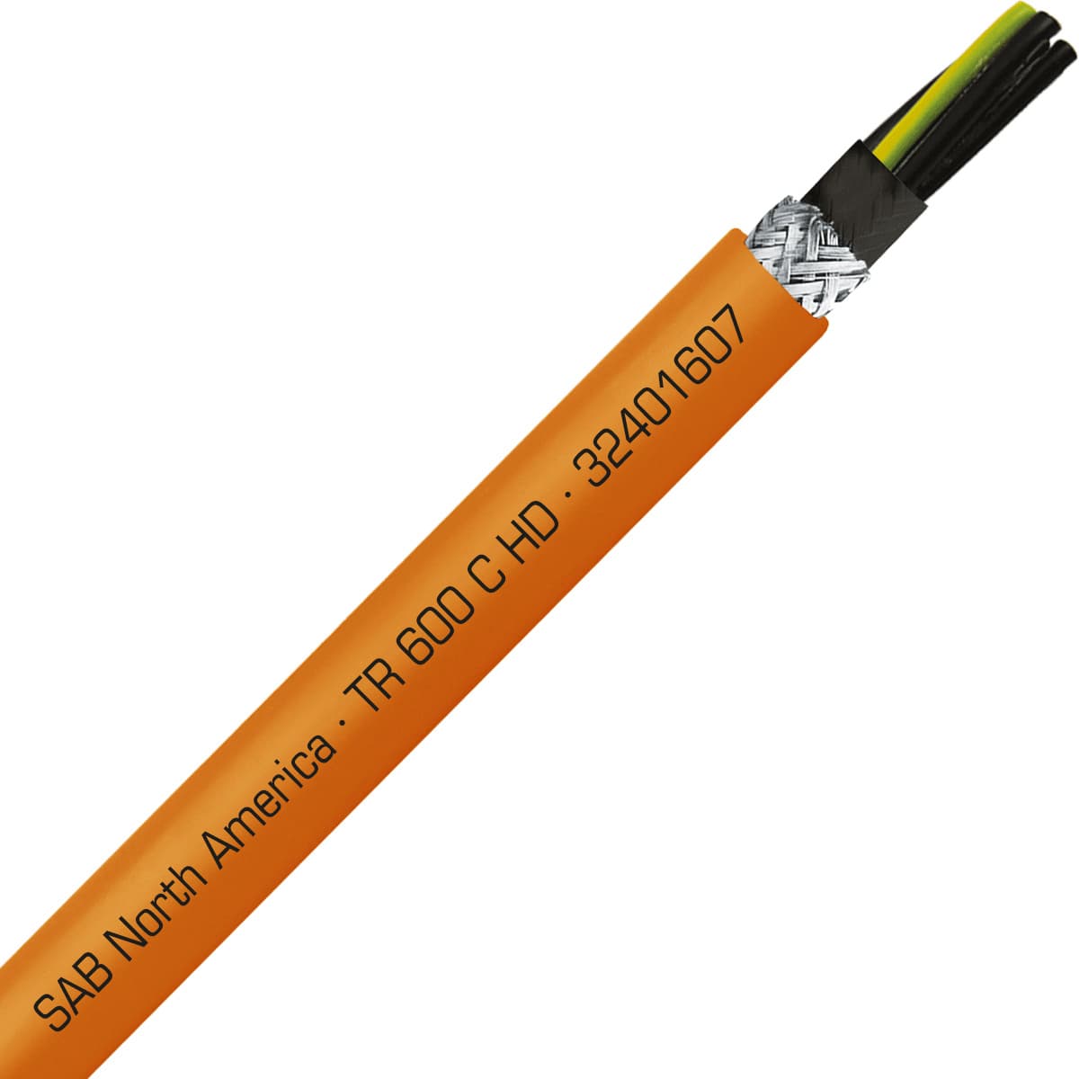SAB 32401607 TR 600 C HD - 16 AWG/7c, shielded oil resistant heavy duty flexible exposed run orange TPE tray cable, UL, CSA, CE, RoHS SAB 32401607 TR 600 C HD - 16 AWG/7c, shielded oil resistant heavy duty flexible exposed run orange TPE tray cable, UL, CSA, CE, RoHS