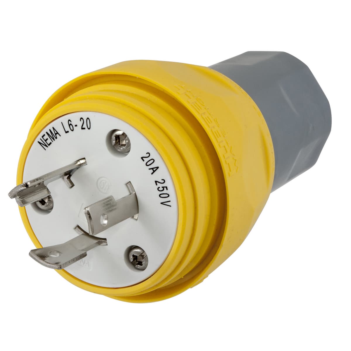 Hubbell HBL26W48 Watertight Devices, Twist-Lock® Plug, 20A, 250V AC, 2 Pole, 3 Wire, Thermoplastic elastomer, NEMA L6-20P, Yellow  ; Smooth body design minimizes collection points simplifying the wash down process ; Strain relief nut always seals on the body, minimizing d Hubbell HBL26W48 Watertight Devices, Twist-Lock® Plug, 20A, 250V AC, 2 Pole, 3 Wire, Thermoplastic elastomer, NEMA L6-20P, Yellow  ; Smooth body design minimizes collection points simplifying the wash down process ; Strain relief nut always seals on the body, minimizing d