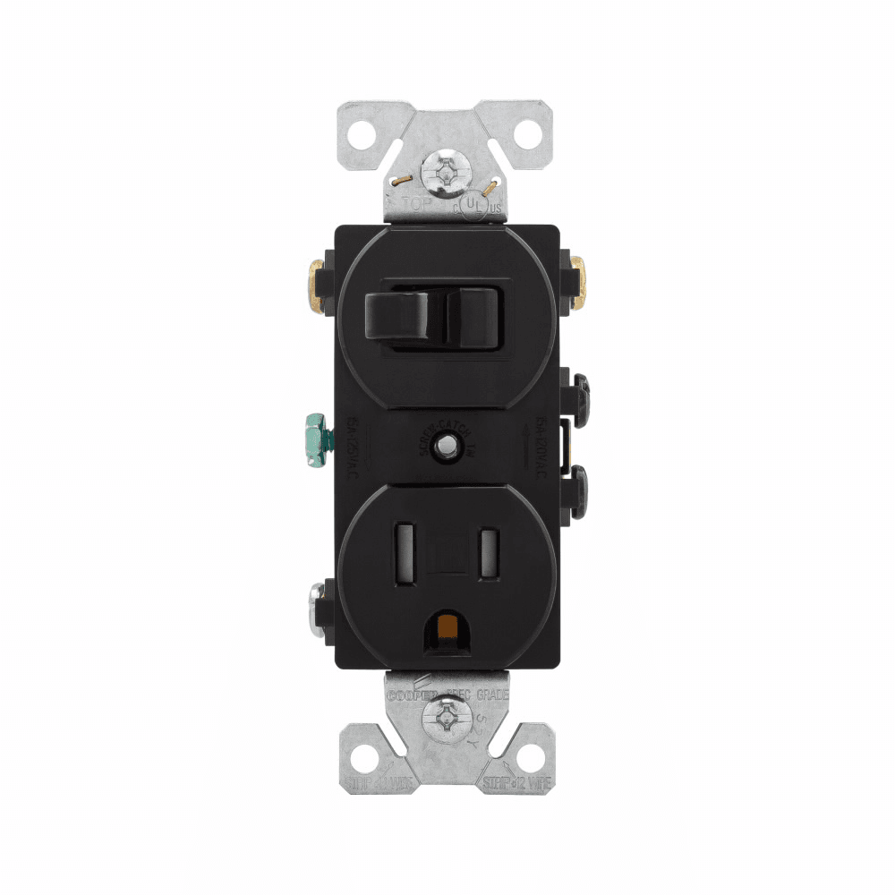 Eaton TR293BK TR293BK Eaton - Eaton commercial grade combination switch, tamp resist, auto-grnd, Stand, #14 - #12 AWG, 15A, Commer, 120V switch, 125V recept, bk and sd wiring, togg, Maint closure, Screw, Brass, blk, 5-15R, -20-60?C, 3-way, dplx, thermoplas, PVC Eaton TR293BK TR293BK Eaton - Eaton commercial grade combination switch, tamp resist, auto-grnd, Stand, #14 - #12 AWG, 15A, Commer, 120V switch, 125V recept, bk and sd wiring, togg, Maint closure, Screw, Brass, blk, 5-15R, -20-60?C, 3-way, dplx, thermoplas, PVC