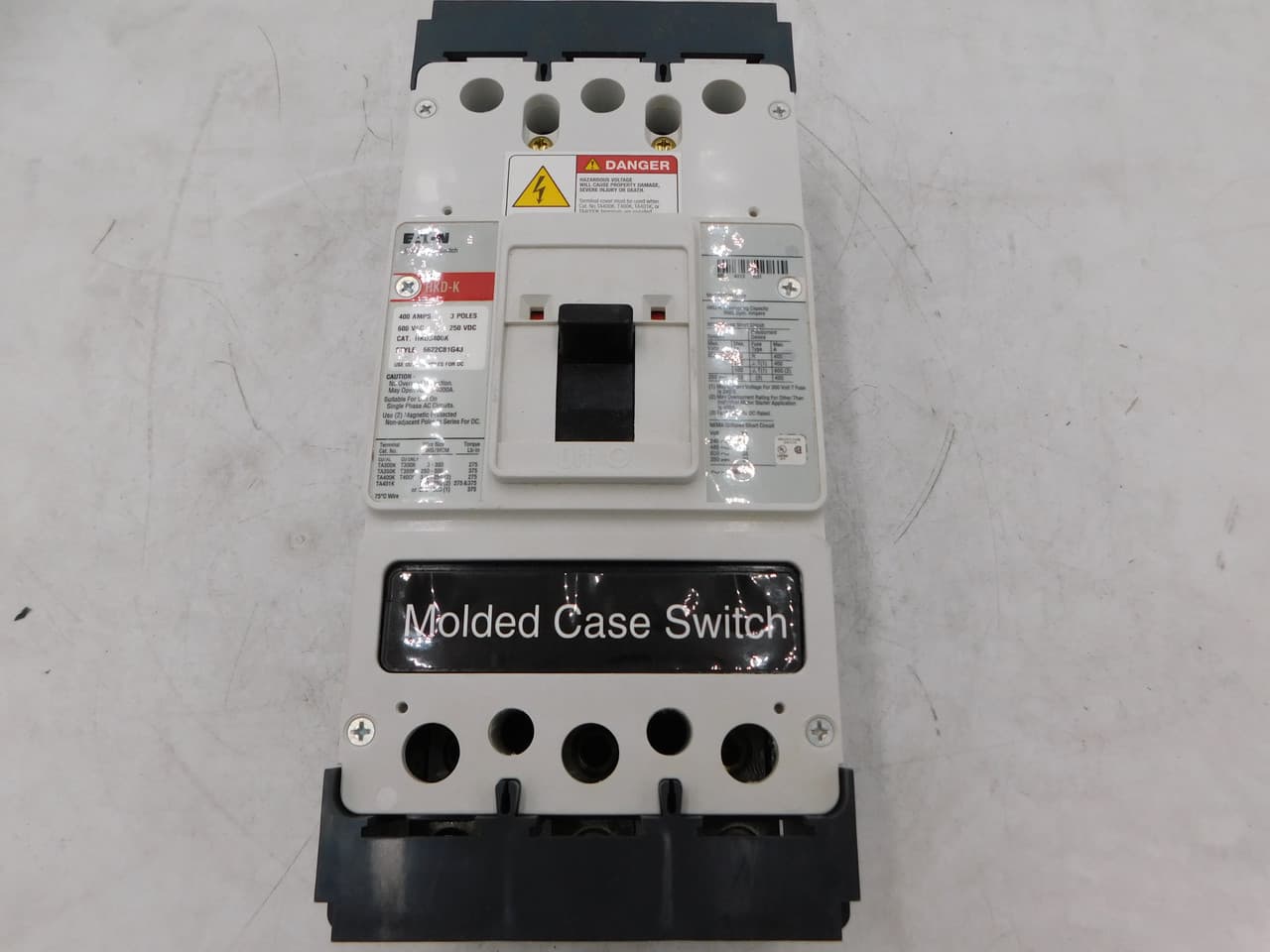 Eaton HKD3400K HKD3400K Eaton - Eaton Series C molded case switch, K-frame, HKD, Molded case switch, Fixed thermal, fixed magnetic trip type, Three-pole, 400A, 600 Vac, 250 Vdc, 100 kAIC at 240 Vac, 65 kAIC at 480 Vac, 50/60 Hz Eaton HKD3400K HKD3400K Eaton - Eaton Series C molded case switch, K-frame, HKD, Molded case switch, Fixed thermal, fixed magnetic trip type, Three-pole, 400A, 600 Vac, 250 Vdc, 100 kAIC at 240 Vac, 65 kAIC at 480 Vac, 50/60 Hz