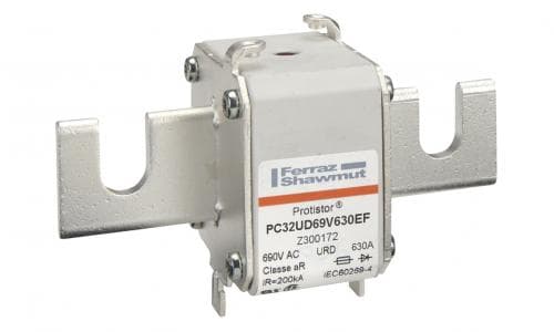 Mersen Z300172 Z300172 Mersen - Square Body High-Speed Fuse Protistor® Size 32 aR 690VAC IEC 700VAC UL 630A With Striker Open Slot Blades Mersen Z300172 Z300172 Mersen - Square Body High-Speed Fuse Protistor® Size 32 aR 690VAC IEC 700VAC UL 630A With Striker Open Slot Blades