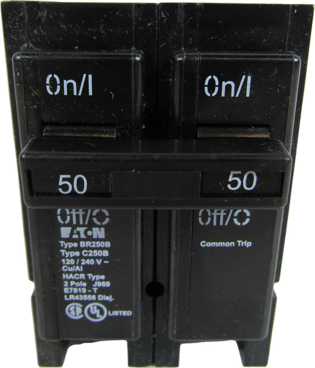 Eaton BR250B BR250B Eaton - Eaton BR thermal magnetic circuit breaker,Type BR 1-Inch plug-on circuit breaker,Tapped molded opening, special application,50 A,10 kAIC,Two-pole,120/240V,BR,Common breaker trip,#14-4 AWG Cu/Al,Q28,BR,Type BR Loadcenters Eaton BR250B BR250B Eaton - Eaton BR thermal magnetic circuit breaker,Type BR 1-Inch plug-on circuit breaker,Tapped molded opening, special application,50 A,10 kAIC,Two-pole,120/240V,BR,Common breaker trip,#14-4 AWG Cu/Al,Q28,BR,Type BR Loadcenters