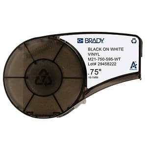 Brady Corp M21-750-595-WT Label; Black on White Color; 21FT Nominal Length; 0.75" Nominal Width; Vinyl Material; For Used With Brady BMP21 Printer; Abrasion, Fuel and Oil, Low Temperature Resistance Brady Corp M21-750-595-WT Label; Black on White Color; 21FT Nominal Length; 0.75" Nominal Width; Vinyl Material; For Used With Brady BMP21 Printer; Abrasion, Fuel and Oil, Low Temperature Resistance