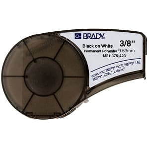Brady Corp M21-375-423 Muti-Purpose Label; Black Text on White Tape Color; Gloss Finish; 21FT Nominal Length; Permanent Acrylic Adhesive, Polyester Tape Material; Abrasion/Chemical/Corrosion/Humidity/UV/Weather Resistance; Harsh-Environment; 0.375" Nominal Width; For Used With Brady Corp M21-375-423 Muti-Purpose Label; Black Text on White Tape Color; Gloss Finish; 21FT Nominal Length; Permanent Acrylic Adhesive, Polyester Tape Material; Abrasion/Chemical/Corrosion/Humidity/UV/Weather Resistance; Harsh-Environment; 0.375" Nominal Width; For Used With
