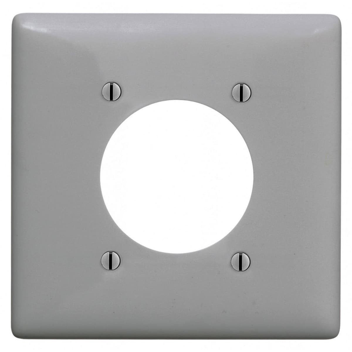 Hubbell NP703GY Wallplates and Box Covers, Wallplate, Nylon, 2-Gang, 1) 2.15" Opening, Gray  ; Reinforcement ribs for extra strength ; High-impact, self-extinguishing nylon material ; Captive screw feature holds mounting screw in place ; 1-Single 2.16 in. (54.9) Diameter Hubbell NP703GY Wallplates and Box Covers, Wallplate, Nylon, 2-Gang, 1) 2.15" Opening, Gray  ; Reinforcement ribs for extra strength ; High-impact, self-extinguishing nylon material ; Captive screw feature holds mounting screw in place ; 1-Single 2.16 in. (54.9) Diameter