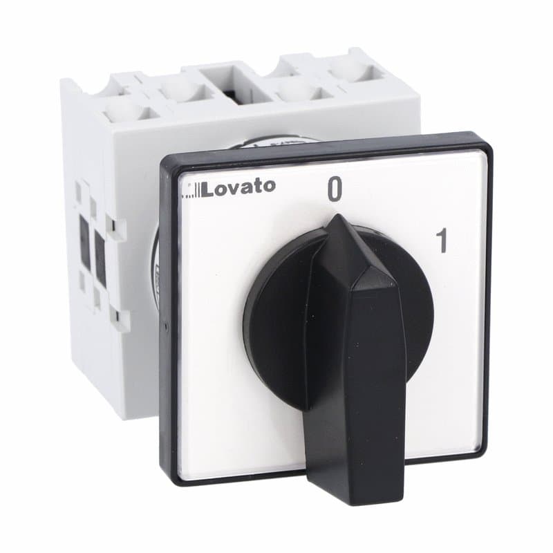 Lovato Electric GX1691U GX1691U Lovato - Rotary cam switch GX series, ON-OFF switch 2 poles 16A, for front mounting with black handle, front plate 48X48mm Lovato Electric GX1691U GX1691U Lovato - Rotary cam switch GX series, ON-OFF switch 2 poles 16A, for front mounting with black handle, front plate 48X48mm