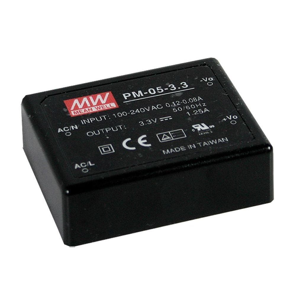 MEAN WELL PM-05-3.3 AC-DC Single output Medical Encapsulated power supply; Output 3.3Vdc at 1.25A; PCB mount; 2xMOPP MEAN WELL PM-05-3.3 AC-DC Single output Medical Encapsulated power supply; Output 3.3Vdc at 1.25A; PCB mount; 2xMOPP