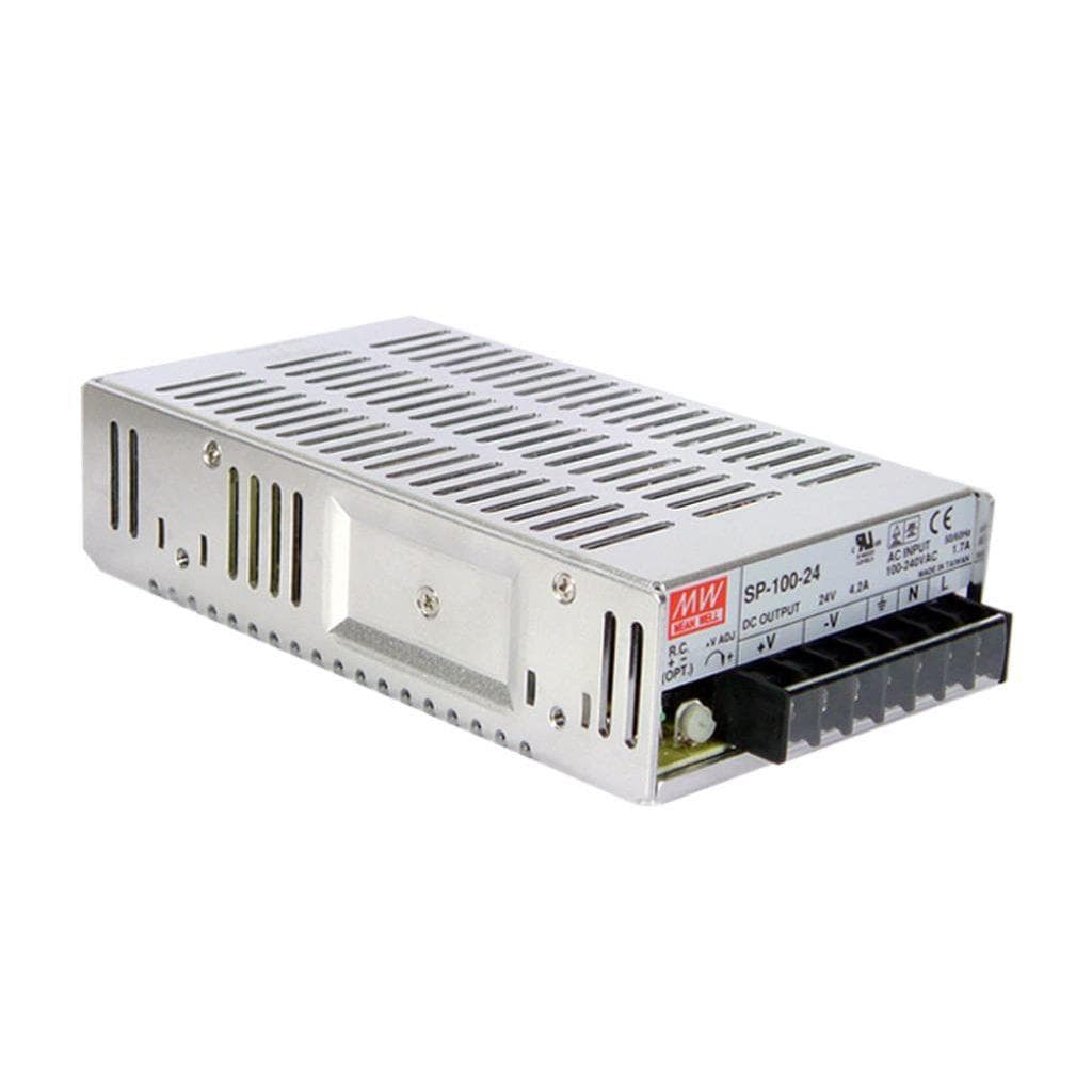 MEAN WELL SP-100-13.5 AC-DC Enclosed power supply; Output 13.5Vdc at 7.5A; PFC; free air convection; SP-100-13.5 is succeeded by RSP-100-13.5. MEAN WELL SP-100-13.5 AC-DC Enclosed power supply; Output 13.5Vdc at 7.5A; PFC; free air convection; SP-100-13.5 is succeeded by RSP-100-13.5.