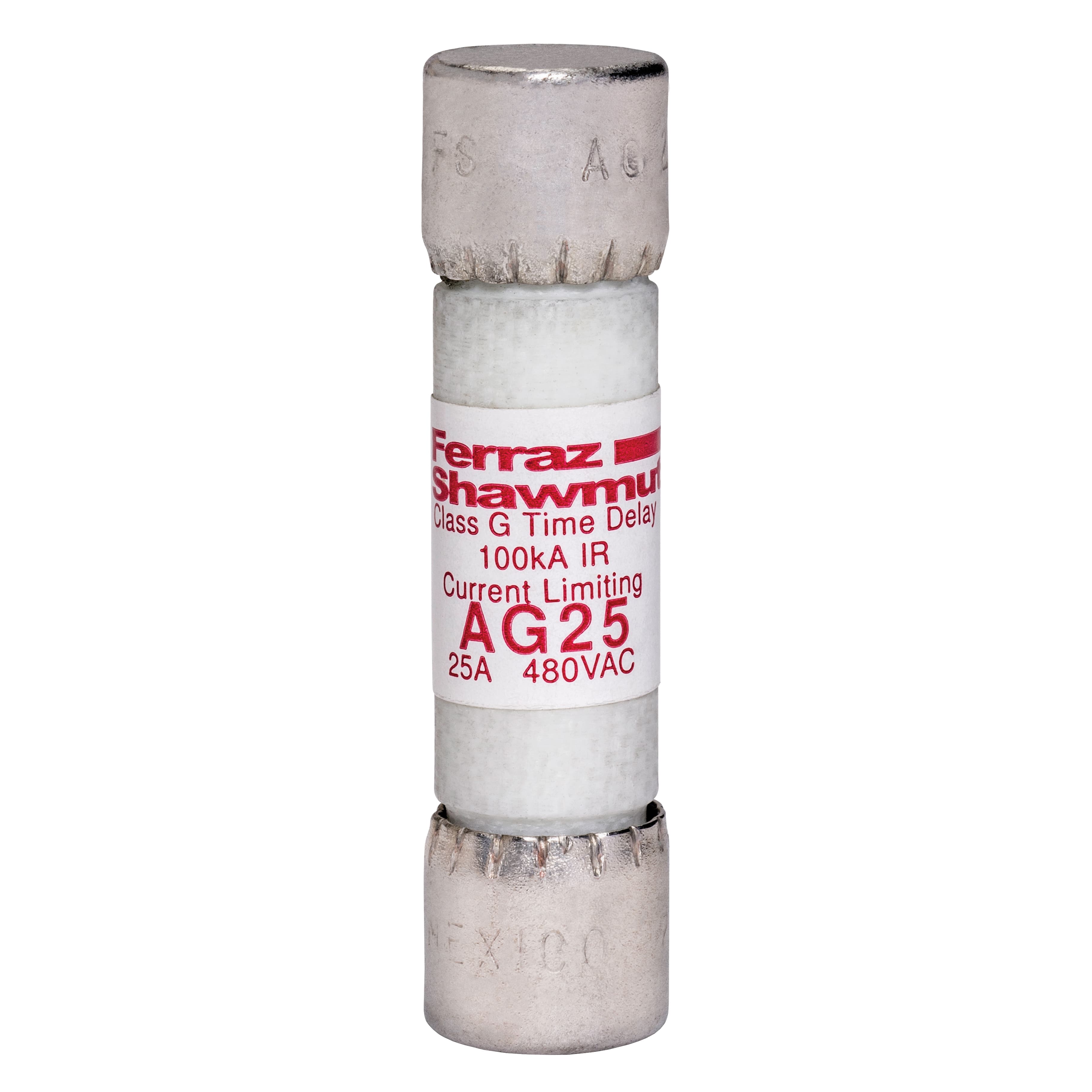 Mersen AG25 AG25 Mersen - Fuse AG - Class G 480VAC 25A Time Delay Ferrule Amp-Trap® Mersen AG25 AG25 Mersen - Fuse AG - Class G 480VAC 25A Time Delay Ferrule Amp-Trap®
