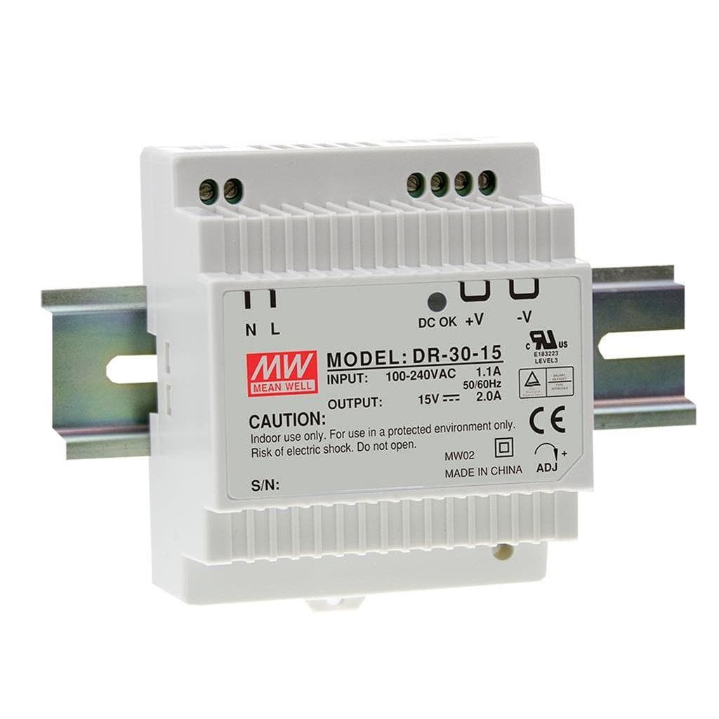 MEAN WELL DR-30-24 AC-DC Industrial DIN rail power supply; Output 24Vdc at 1.5A; plastic T-shape case; DR-30-24 is succeeded by HDR-30-24. MEAN WELL DR-30-24 AC-DC Industrial DIN rail power supply; Output 24Vdc at 1.5A; plastic T-shape case; DR-30-24 is succeeded by HDR-30-24.