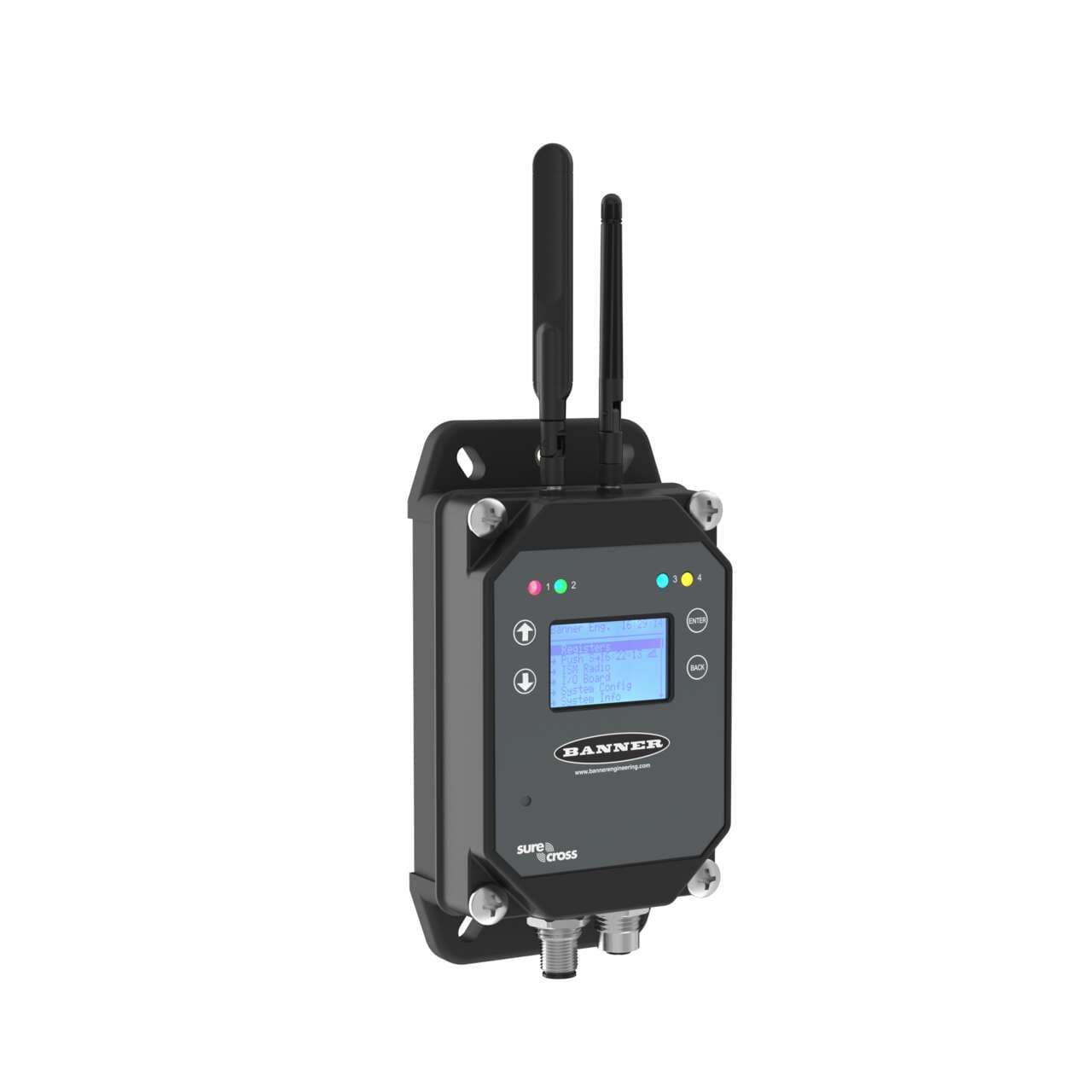 Banner DXM1200-B2R3 Banner DXM1200-B2R3 - DXM1200 Controller; DX80 Performance Gateway 2.4 GHz 65 mW; M7 Processor, 16MB Memory, LCD Display, IP67; Female M12 (D-Code Ethernet); Modbus RTU Client, Modbus TCP, Ethernet IP; External Antennas Banner DXM1200-B2R3 Banner DXM1200-B2R3 - DXM1200 Controller; DX80 Performance Gateway 2.4 GHz 65 mW; M7 Processor, 16MB Memory, LCD Display, IP67; Female M12 (D-Code Ethernet); Modbus RTU Client, Modbus TCP, Ethernet IP; External Antennas