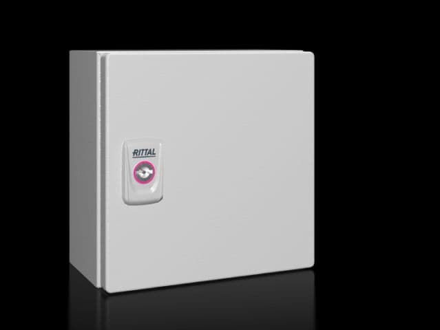 Rittal 1549000 KX E-Box, WHD: 200x200x120 mm, sheet steel, with mounting plate, with door Rittal 1549000 KX E-Box, WHD: 200x200x120 mm, sheet steel, with mounting plate, with door