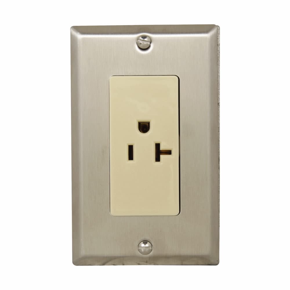 Eaton 2754BF-250 Eaton Crouse-Hinds series Pauluhn 27R receptacle, 20A, Duplex, Brass, Flush mount unit, Two semi-oval face receptacles, 250 Vac Eaton 2754BF-250 Eaton Crouse-Hinds series Pauluhn 27R receptacle, 20A, Duplex, Brass, Flush mount unit, Two semi-oval face receptacles, 250 Vac