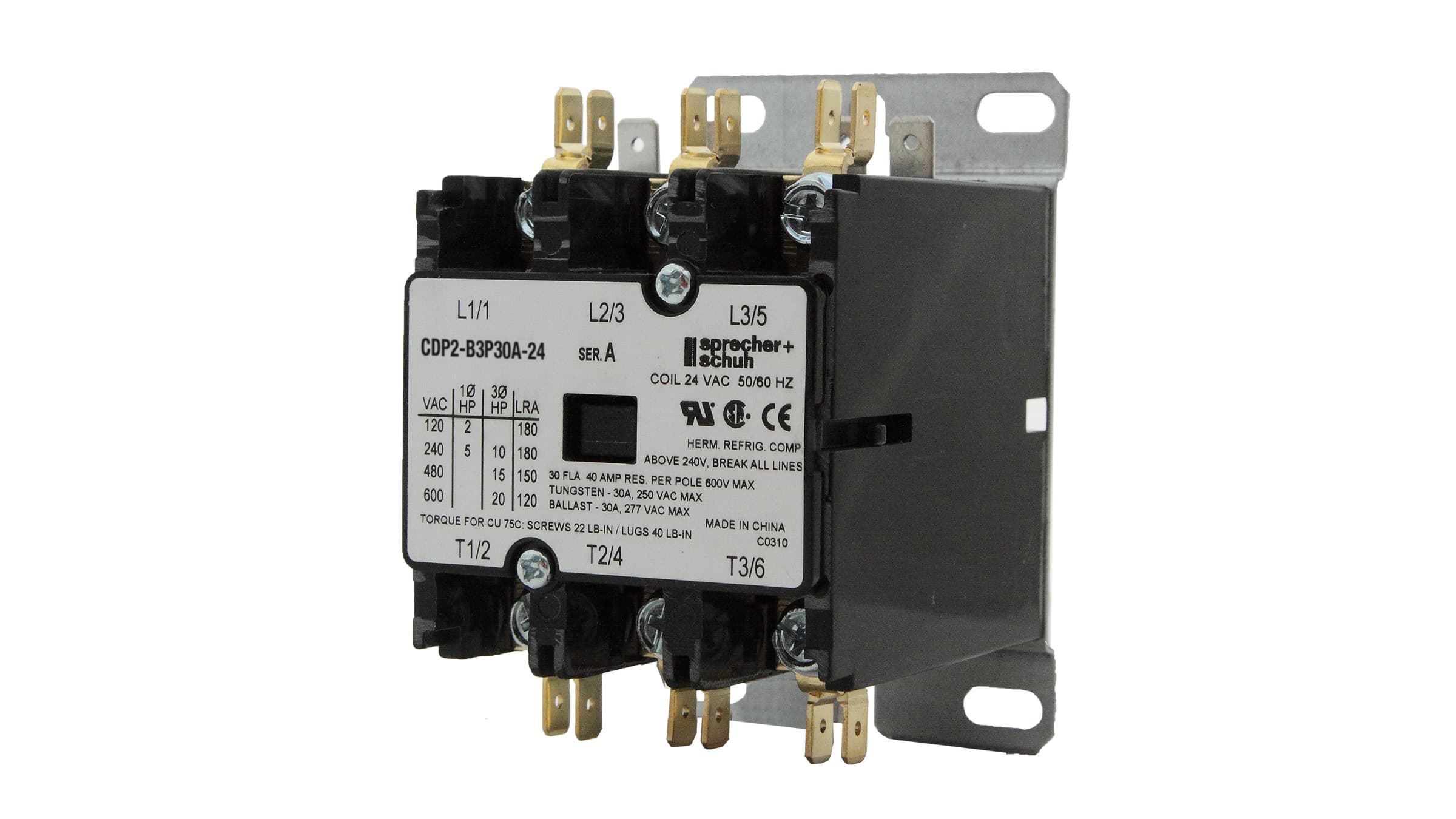 Sprecher + Schuh CDP2-B3P30A-120 Sprecher + Schuh CDP2-B3P30A-120 - CDP2 Definite Purpose Contactor, 30A FLA/40A Res., 120V 60Hz AC, 3-Pole Sprecher + Schuh CDP2-B3P30A-120 Sprecher + Schuh CDP2-B3P30A-120 - CDP2 Definite Purpose Contactor, 30A FLA/40A Res., 120V 60Hz AC, 3-Pole