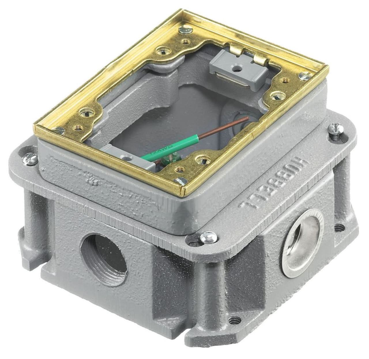 Hubbell B243641 Flush Concrete Floor Box Series, 1-Gang, Rectangular Cast Iron Box, Deep, Fully Adjustable, Single Service, Brass Top  ; Flush Concrete Rectangular Floorbox ; Single Gang Cast Iron ; 3.25" Minumim Depth of Pour ; Fully-Adjustable ; Fully Adjustable; Cast  Hubbell B243641 Flush Concrete Floor Box Series, 1-Gang, Rectangular Cast Iron Box, Deep, Fully Adjustable, Single Service, Brass Top  ; Flush Concrete Rectangular Floorbox ; Single Gang Cast Iron ; 3.25" Minumim Depth of Pour ; Fully-Adjustable ; Fully Adjustable; Cast