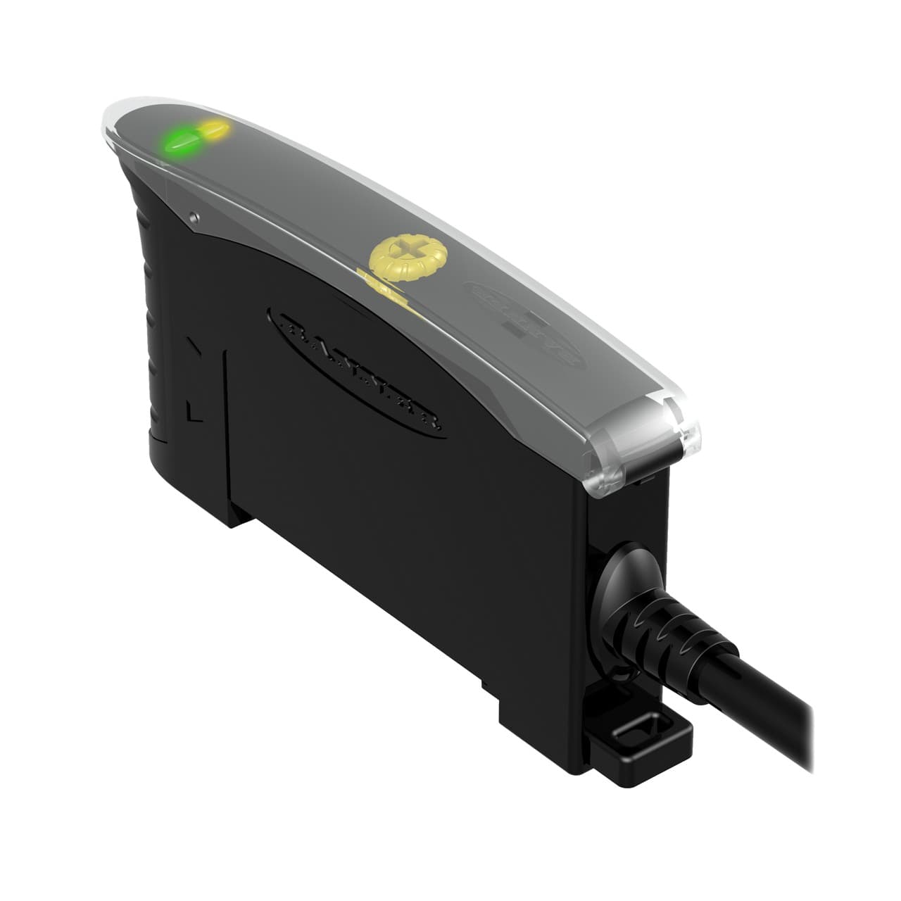 Banner D10AFPGY Banner Engineering D10AFPGY is an amplifier for sensor applications, designed for DIN rail mounting. It features a net width of 11 mm and is constructed with a thermoplastic housing and a polycarbonate (PC) cover. This part operates within an ambient air temperature range of -20 to +55 °C and offers a degree of protection rated at IP50 NEMA 1. It emits a visible green light and has a response time of 200ms / 0.2 s. The D10AFPGY includes 1 x digital output (NPN/PNP transistor) and is shaped rectangularly. It is part of the D10 series and is characterized by high-performance fiber optic sensor amplifier functionality with potentiometer adjustment for precise control. The connection is facilitated by a pre-wired 6.5ft / 2m cable terminated with bare end flying leads, and it requires a supply voltage of 10Vdc-30Vdc (12Vdc / 24Vdc nom.). The net dimensions are 11 mm in width, 36 mm in depth, and 69 mm in height. Banner D10AFPGY Banner Engineering D10AFPGY is an amplifier for sensor applications, designed for DIN rail mounting. It features a net width of 11 mm and is constructed with a thermoplastic housing and a polycarbonate (PC) cover. This part operates within an ambient air temperature range of -20 to +55 °C and offers a degree of protection rated at IP50 NEMA 1. It emits a visible green light and has a response time of 200ms / 0.2 s. The D10AFPGY includes 1 x digital output (NPN/PNP transistor) and is shaped rectangularly. It is part of the D10 series and is characterized by high-performance fiber optic sensor amplifier functionality with potentiometer adjustment for precise control. The connection is facilitated by a pre-wired 6.5ft / 2m cable terminated with bare end flying leads, and it requires a supply voltage of 10Vdc-30Vdc (12Vdc / 24Vdc nom.). The net dimensions are 11 mm in width, 36 mm in depth, and 69 mm in height.