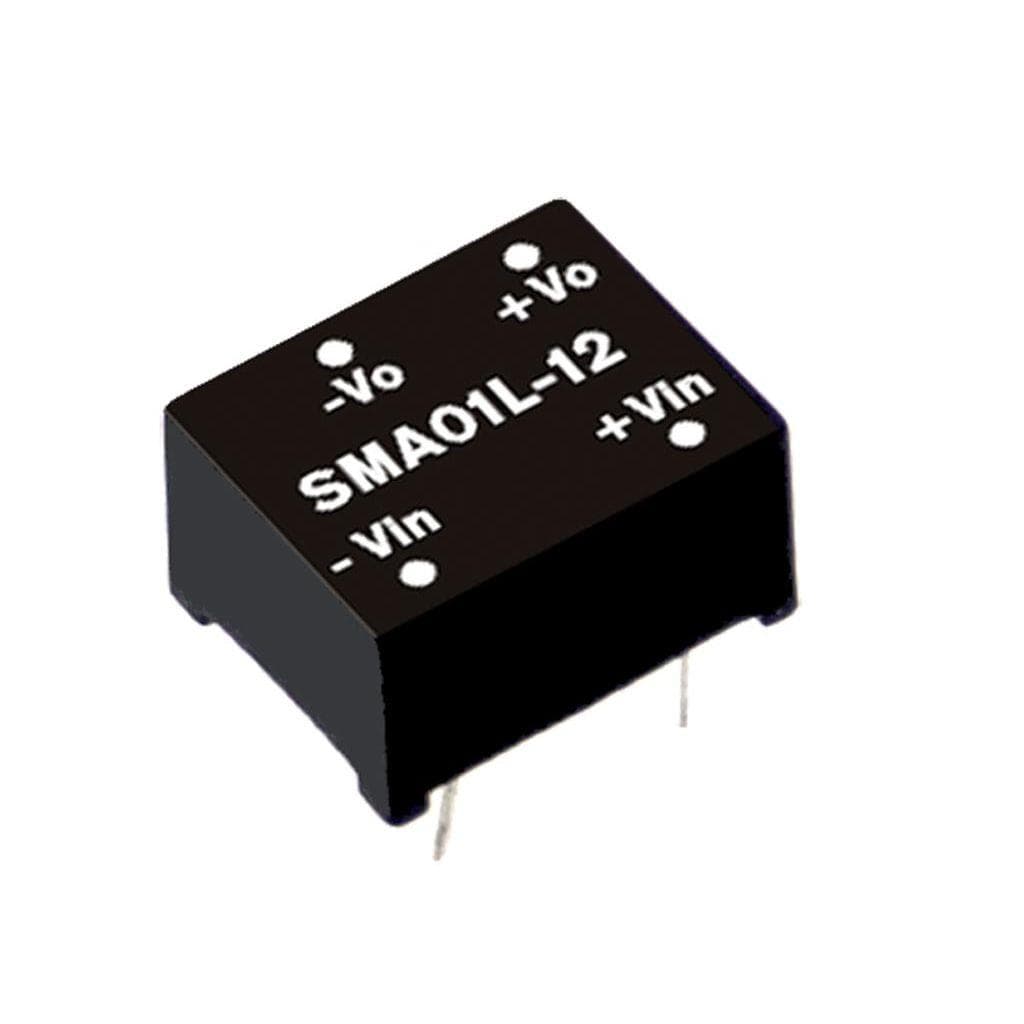 MEAN WELL SMA01M-15 DC-DC Converter PCB mount; Input 12Vdc +- 10%; Output 15Vdc at 0.067A; SIP Through hole package; Operating temperature -40°C to +85°C MEAN WELL SMA01M-15 DC-DC Converter PCB mount; Input 12Vdc +- 10%; Output 15Vdc at 0.067A; SIP Through hole package; Operating temperature -40°C to +85°C