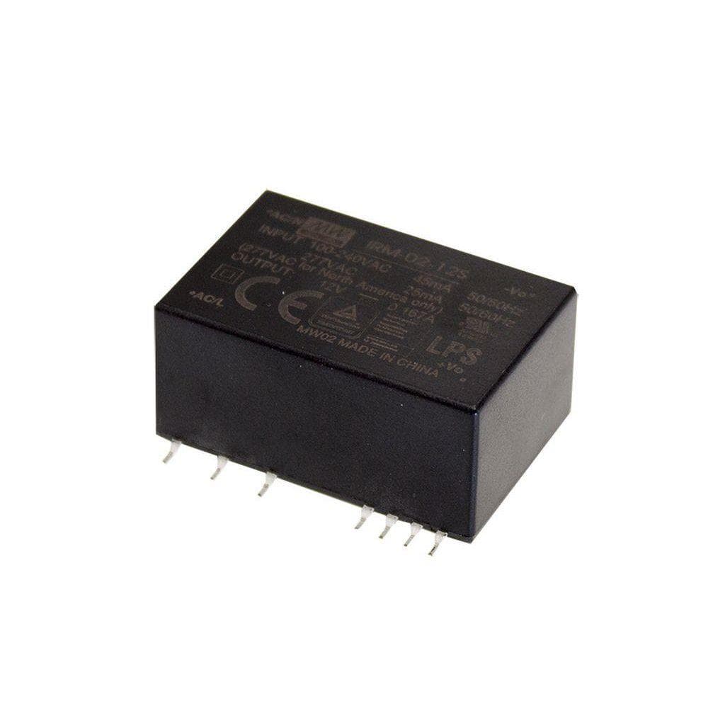 MEAN WELL IRM-02-12S AC-DC Single Output Encapsulated power supply, SMD; Input range 85-305VAC; Output 12VDC at 0.167A; Compact size MEAN WELL IRM-02-12S AC-DC Single Output Encapsulated power supply, SMD; Input range 85-305VAC; Output 12VDC at 0.167A; Compact size