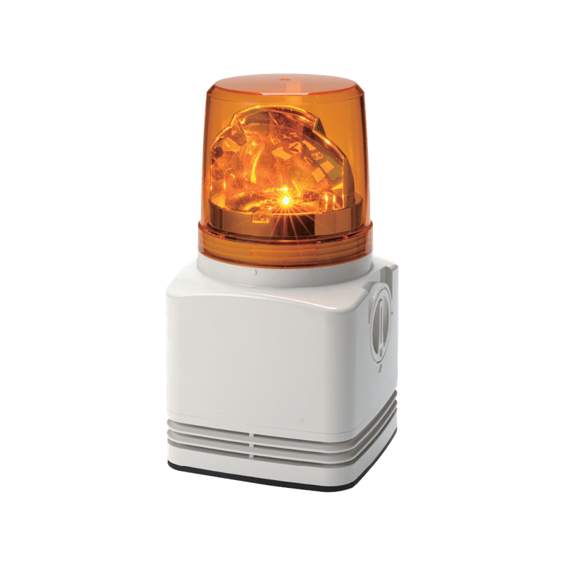 Patlite RFV-24F-Y 100mm, Rotating Warning Light with 4-channel, 95dB MP3 Field Programmable Annunciator; Amber LED Patlite RFV-24F-Y 100mm, Rotating Warning Light with 4-channel, 95dB MP3 Field Programmable Annunciator; Amber LED