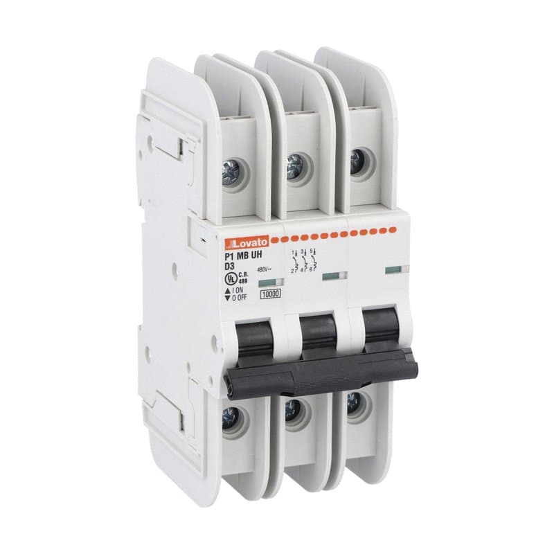 Lovato Electric P1MBUH3PD04 P1MBUH3PD04 Lovato - Miniature circuit breaker, 3P - 10kA. 3 modules, characteristic D, 4A Lovato Electric P1MBUH3PD04 P1MBUH3PD04 Lovato - Miniature circuit breaker, 3P - 10kA. 3 modules, characteristic D, 4A
