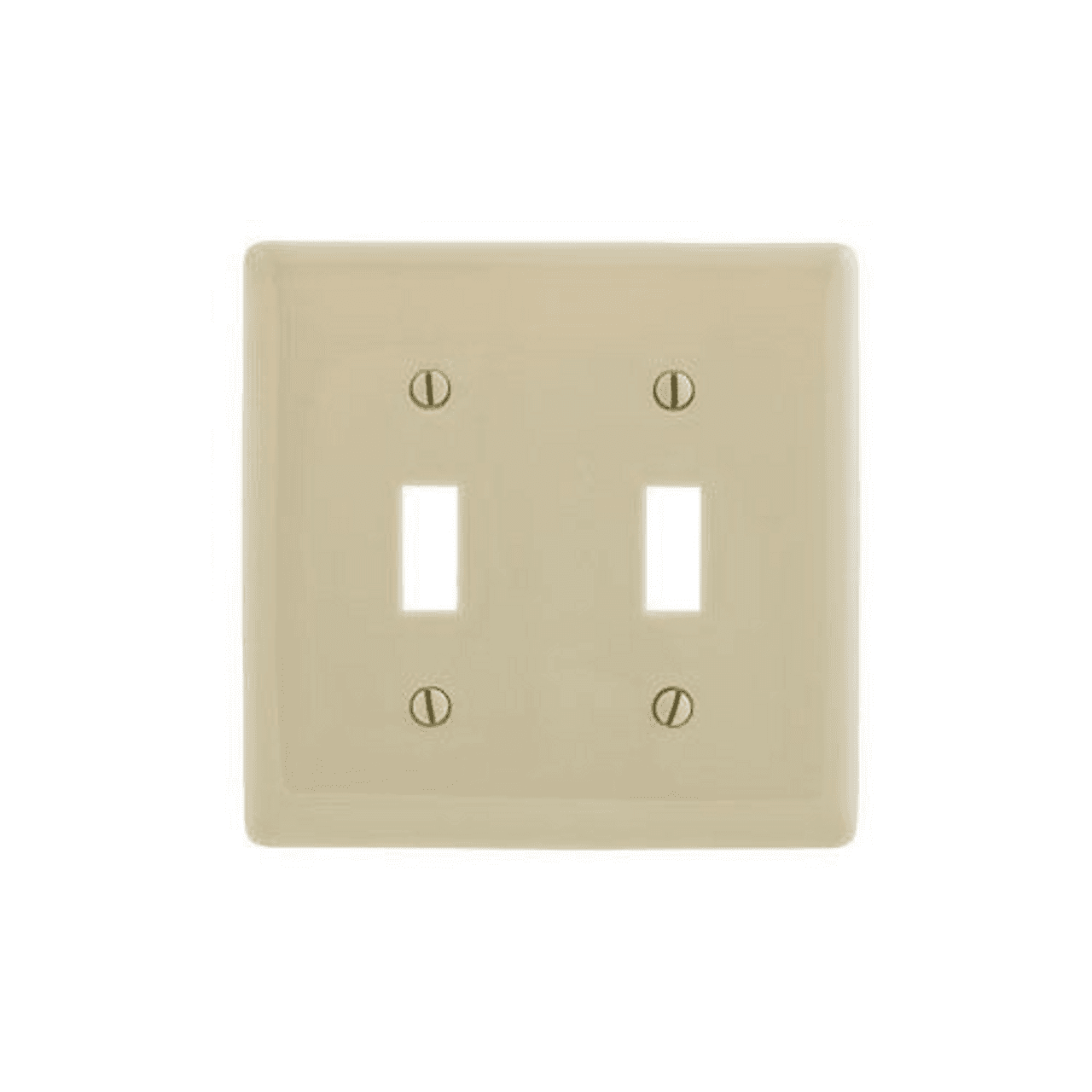 Hubbell NP2I Wallplates and Box Covers, Wallplate, Nylon, 2-Gang, 2) Toggle, Ivory  ; Reinforcement ribs for extra strength ; Captive screw feature holds mounting screw in place ; High-impact, self-extinguishing nylon material ; Smooth, easy to clean finish ; Standard Hubbell NP2I Wallplates and Box Covers, Wallplate, Nylon, 2-Gang, 2) Toggle, Ivory  ; Reinforcement ribs for extra strength ; Captive screw feature holds mounting screw in place ; High-impact, self-extinguishing nylon material ; Smooth, easy to clean finish ; Standard