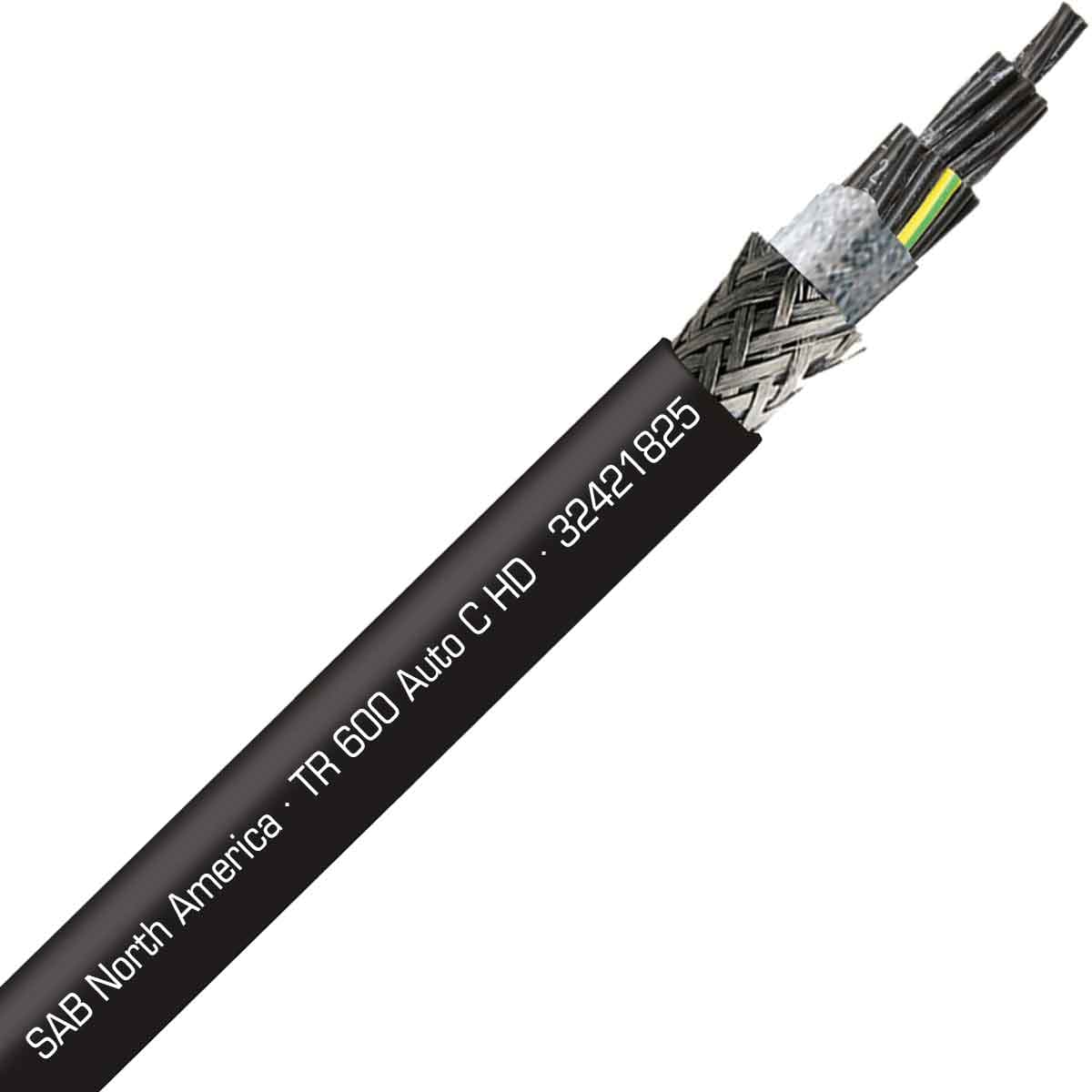 SAB 32421825 TR 600 Auto C HD - 18 AWG/25c, shielded continuous flex exposed run TPE tray cable, UL, CSA, CE, RoHS SAB 32421825 TR 600 Auto C HD - 18 AWG/25c, shielded continuous flex exposed run TPE tray cable, UL, CSA, CE, RoHS