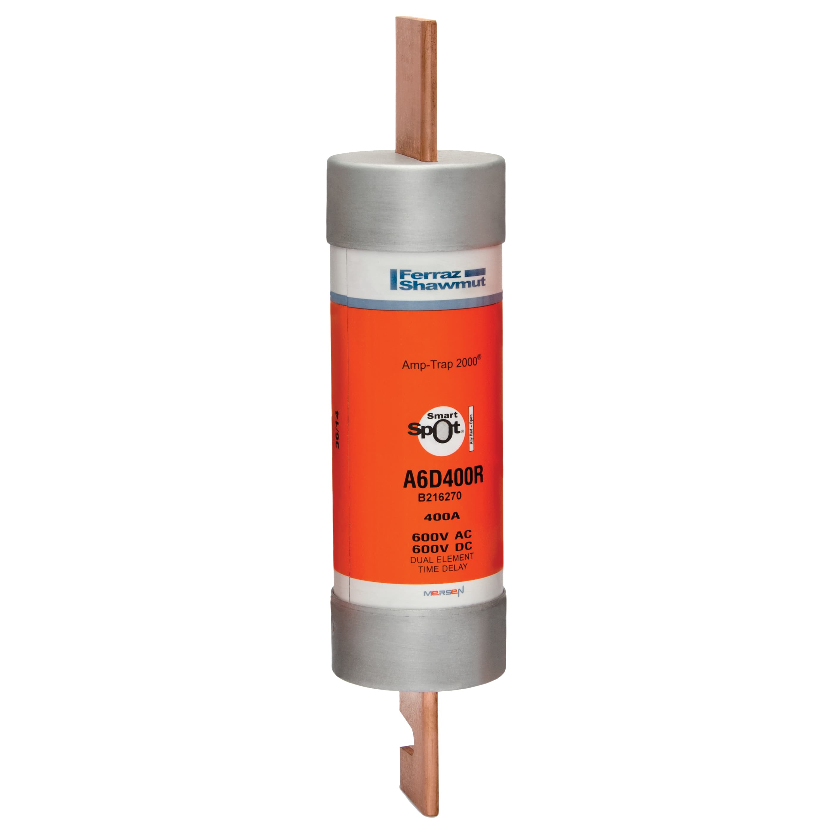 Mersen A6D400R A6D400R Mersen - Fuse A6D-R - Class RK1 - Time-Delay 600VAC 600VDC 400A Blade SmartSpot® Amp-Trap 2000® Mersen A6D400R A6D400R Mersen - Fuse A6D-R - Class RK1 - Time-Delay 600VAC 600VDC 400A Blade SmartSpot® Amp-Trap 2000®