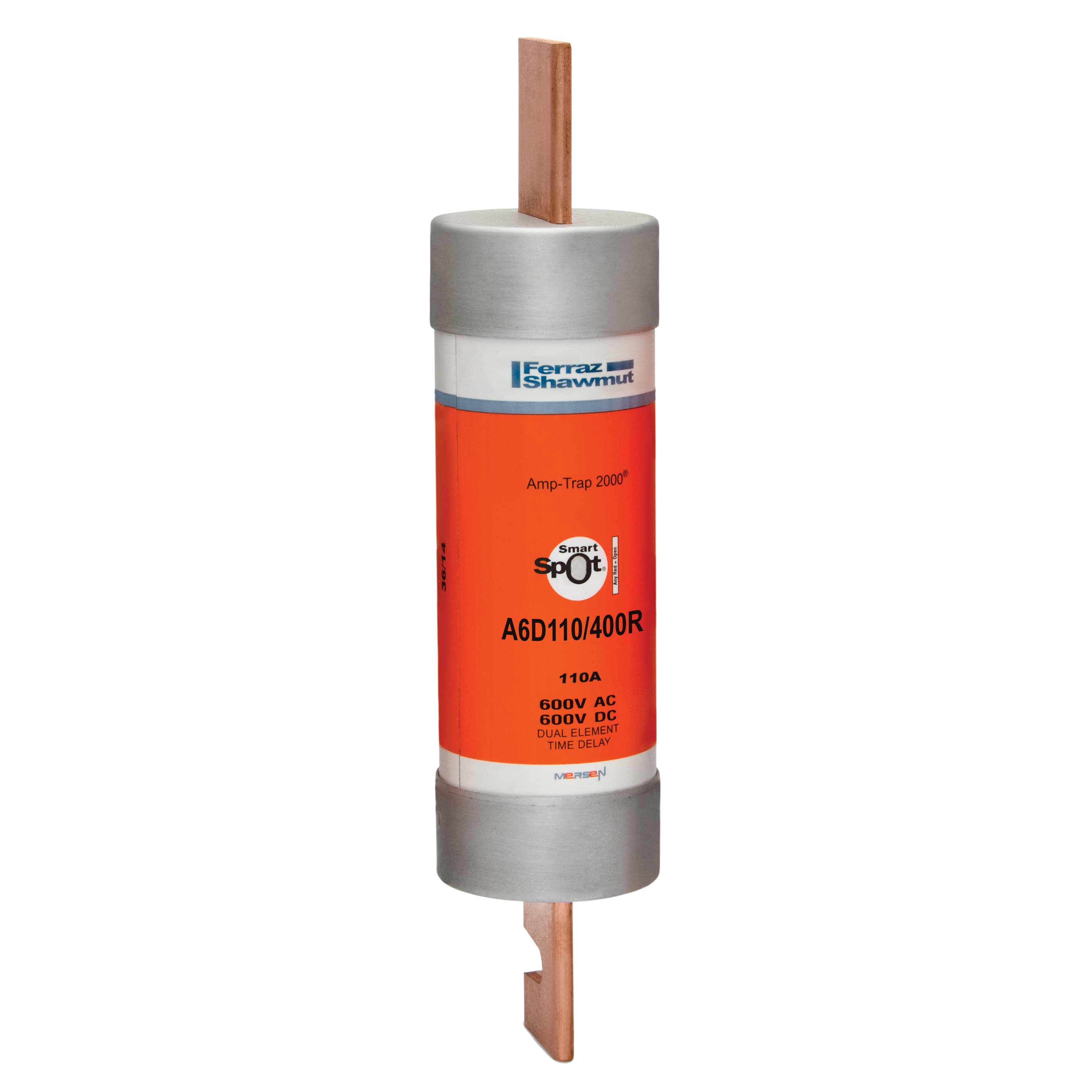 Mersen A6D110/400R A6D110/400R Mersen - Reducer Fuse A6D-R - Class RK1 - Time-Delay 600VAC 600VDC 110A Blade SmartSpot® Amp-Trap 2000® Mersen A6D110/400R A6D110/400R Mersen - Reducer Fuse A6D-R - Class RK1 - Time-Delay 600VAC 600VDC 110A Blade SmartSpot® Amp-Trap 2000®