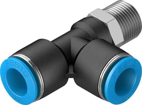 Festo 153125 push-in T-fitting QSTL-3/8-12 360° orientable, male thread with external hexagon. Size: Standard, Nominal size: 10 mm, Type of seal on screw-in stud: coating, Assembly position: Any, Container size: 10 Festo 153125 push-in T-fitting QSTL-3/8-12 360° orientable, male thread with external hexagon. Size: Standard, Nominal size: 10 mm, Type of seal on screw-in stud: coating, Assembly position: Any, Container size: 10