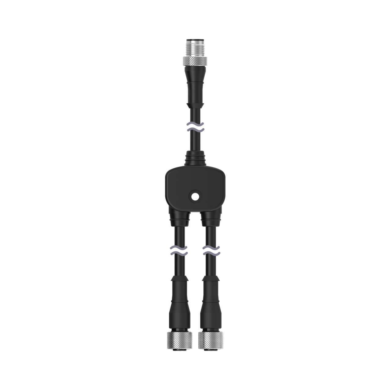 Banner CSB-M1253.3M1281.6 M12 QD Splitter Cordset; 5-pin Male Straight Trunk; 1 m (3.3 ft); 8-pin Female Straight Branches (2); 0.5 m (1.64 ft); Black PUR Splitter Junction; Yellow PVC Cable Jacket Banner CSB-M1253.3M1281.6 M12 QD Splitter Cordset; 5-pin Male Straight Trunk; 1 m (3.3 ft); 8-pin Female Straight Branches (2); 0.5 m (1.64 ft); Black PUR Splitter Junction; Yellow PVC Cable Jacket