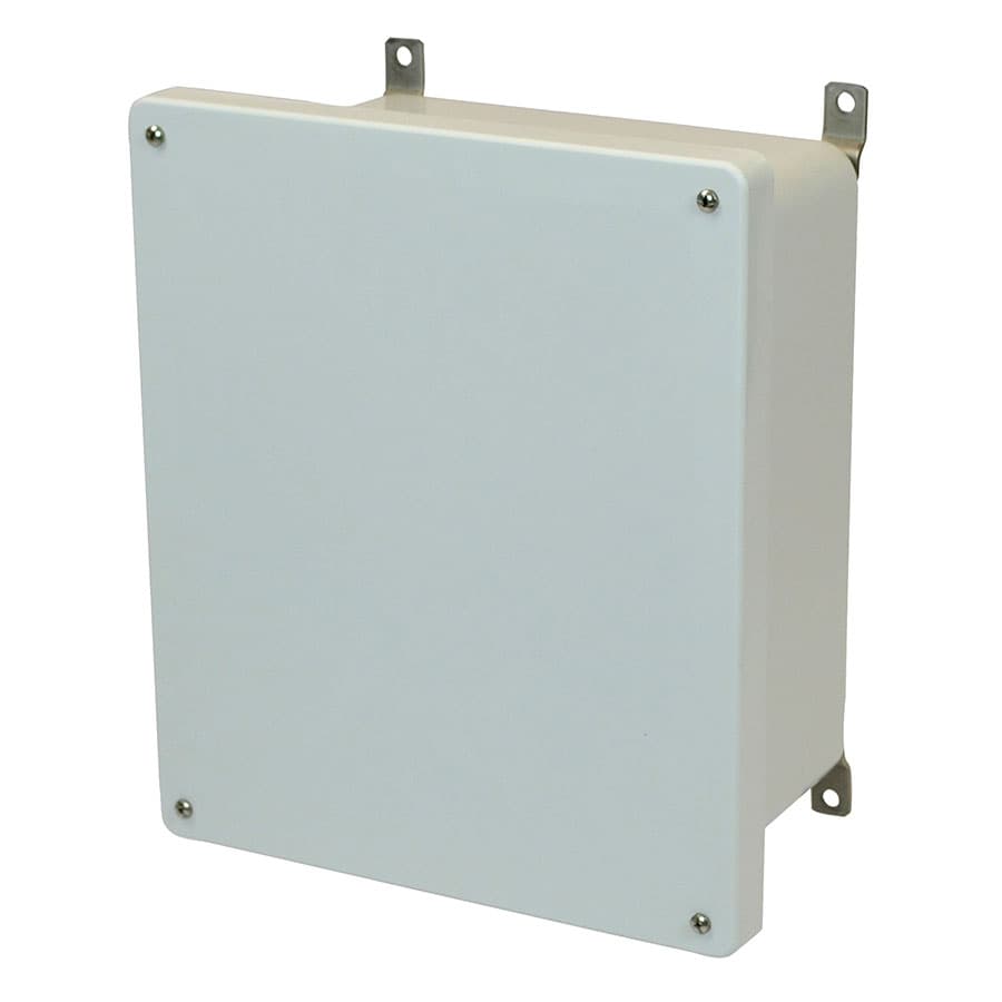 Allied Moulded Products AM1426 14"x12"x6" AM Series fiberglass wall mount enclosure assembly with 4-screw lift-off cover Allied Moulded Products AM1426 14"x12"x6" AM Series fiberglass wall mount enclosure assembly with 4-screw lift-off cover