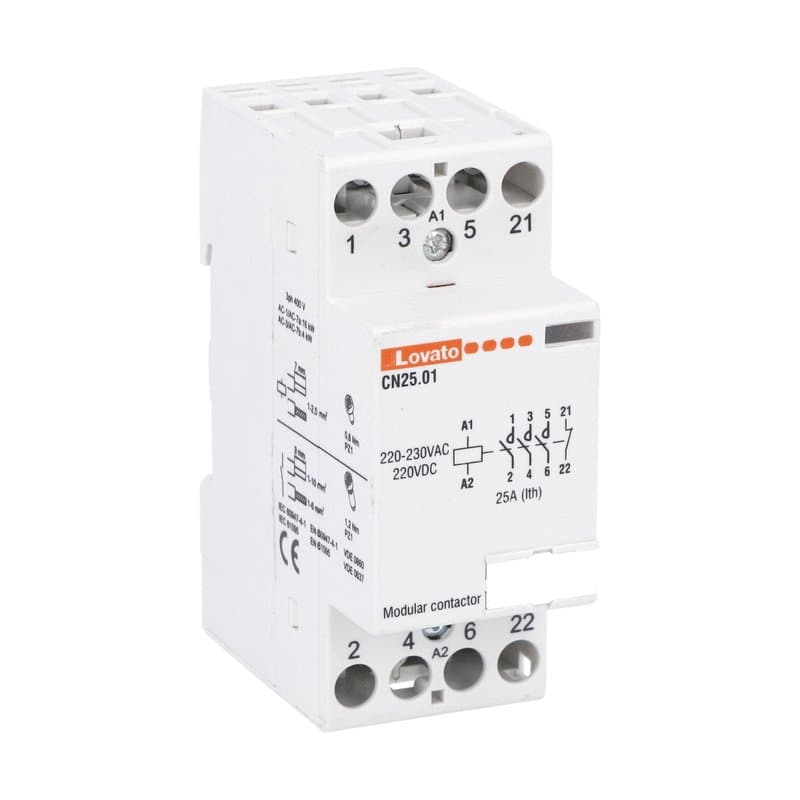 Lovato Electric CN2501024 CN2501024 Lovato - Modular contactor, three-pole or four-pole, 25A AC1, 24VAC/DC (3NO+1NC)) Lovato Electric CN2501024 CN2501024 Lovato - Modular contactor, three-pole or four-pole, 25A AC1, 24VAC/DC (3NO+1NC))