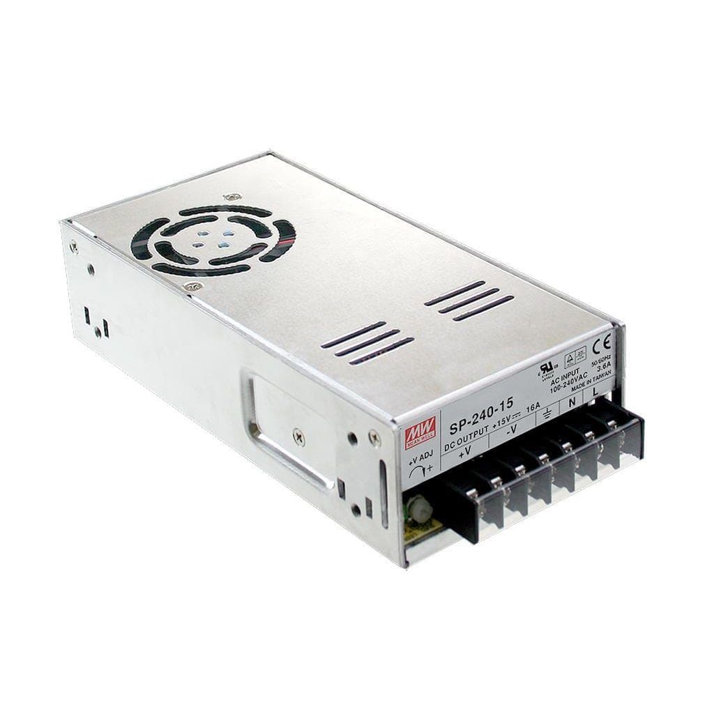 MEAN WELL SP-240-5 AC-DC Enclosed power supply; Output 5Vdc at 45A; PFC; forced air cooling; SP-240-5 is succeeded by RSP-200-5. MEAN WELL SP-240-5 AC-DC Enclosed power supply; Output 5Vdc at 45A; PFC; forced air cooling; SP-240-5 is succeeded by RSP-200-5.
