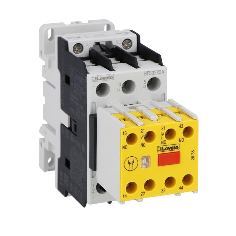 Lovato Electric BFS3222A024 BFS3222A024 Lovato - Three-pole safety contactor, IEC operating current Ie (AC3) = 32A, AC coil 50/60Hz, 24VAC, 2NO+2NC auxiliary contact Lovato Electric BFS3222A024 BFS3222A024 Lovato - Three-pole safety contactor, IEC operating current Ie (AC3) = 32A, AC coil 50/60Hz, 24VAC, 2NO+2NC auxiliary contact