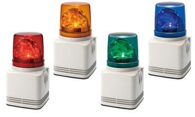 Patlite RFT-220E-Y Rotating warning light with 4-channel alarm with 32 pre-programmed sounds; Amber LED Patlite RFT-220E-Y Rotating warning light with 4-channel alarm with 32 pre-programmed sounds; Amber LED