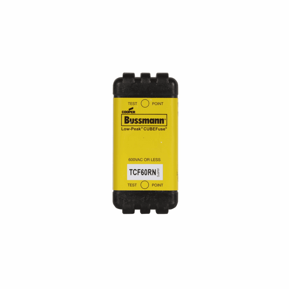 Cooper Bussmann TCF60RN TCF60RN Cooper Bussmann - Eaton Bussmann series TCF fuse, Finger safe, 600 Vac/300 Vdc, 60A, 300 kAIC at 600 Vac, 100 kAIC at 300 Vdc, Non-Indicating, Time delay, inrush current withstand, Class CF, CUBEFuse, Glass filled PES Cooper Bussmann TCF60RN TCF60RN Cooper Bussmann - Eaton Bussmann series TCF fuse, Finger safe, 600 Vac/300 Vdc, 60A, 300 kAIC at 600 Vac, 100 kAIC at 300 Vdc, Non-Indicating, Time delay, inrush current withstand, Class CF, CUBEFuse, Glass filled PES