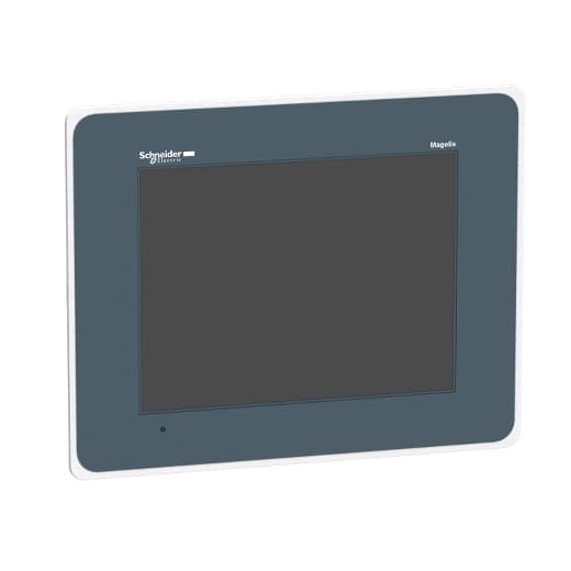 Schneider Electric HMIGTO6315 Schneider Electric HMIGTO6315 is an HMI / Display unit designed for operator dialogue with a touchscreen interface and Programmable Terminal (PT) capabilities. It features a stainless steel type construction and supports 32 groups of 64 recipes, totaling up to 1024 ingredients, including recipe curves with a log alarm log and a built-in real-time clock. For connectivity, it offers a USB mini-B port, a USB type A port, two RJ45 ports, and a 9-pin D-Sub connector. The HMIGTO6315 communicates via Modbus, Modbus TCP/IP, Uni-TE, RS-232C, RS-485, and Ethernet TCP/IP protocols. It requires a 24Vdc supply voltage and is designed for flush mounting. The operating ambient air temperature range is 0 to +55°C, and it boasts an IP66K and NEMA 4X degree of protection. The unit includes a 4GB SD card for expansion and has a 96MB memory capacity for applications. The display is a 12.1" SVGA TFT with 65K colors and LED backlight, supporting a pixel count of 800x600. It can be stored in temperatures ranging from -20 to +60°C. The operating system is Magelis, and the electrical durability of the backlight is rated for 50,000 hours. Schneider Electric HMIGTO6315 Schneider Electric HMIGTO6315 is an HMI / Display unit designed for operator dialogue with a touchscreen interface and Programmable Terminal (PT) capabilities. It features a stainless steel type construction and supports 32 groups of 64 recipes, totaling up to 1024 ingredients, including recipe curves with a log alarm log and a built-in real-time clock. For connectivity, it offers a USB mini-B port, a USB type A port, two RJ45 ports, and a 9-pin D-Sub connector. The HMIGTO6315 communicates via Modbus, Modbus TCP/IP, Uni-TE, RS-232C, RS-485, and Ethernet TCP/IP protocols. It requires a 24Vdc supply voltage and is designed for flush mounting. The operating ambient air temperature range is 0 to +55°C, and it boasts an IP66K and NEMA 4X degree of protection. The unit includes a 4GB SD card for expansion and has a 96MB memory capacity for applications. The display is a 12.1" SVGA TFT with 65K colors and LED backlight, supporting a pixel count of 800x600. It can be stored in temperatures ranging from -20 to +60°C. The operating system is Magelis, and the electrical durability of the backlight is rated for 50,000 hours.