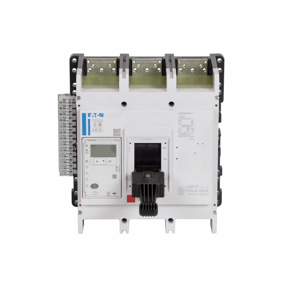 Eaton PDF63P2000D3WM Eaton Power Defense molded case circuit breaker, Globally Rated 100% UL, Frame 6, Three Pole, 2000A, 100kA/480V, PXR20D LSIG w/ Modbus RTU, ZSI and Relays, No Terminals (Metric Tapped Conductors) Eaton PDF63P2000D3WM Eaton Power Defense molded case circuit breaker, Globally Rated 100% UL, Frame 6, Three Pole, 2000A, 100kA/480V, PXR20D LSIG w/ Modbus RTU, ZSI and Relays, No Terminals (Metric Tapped Conductors)